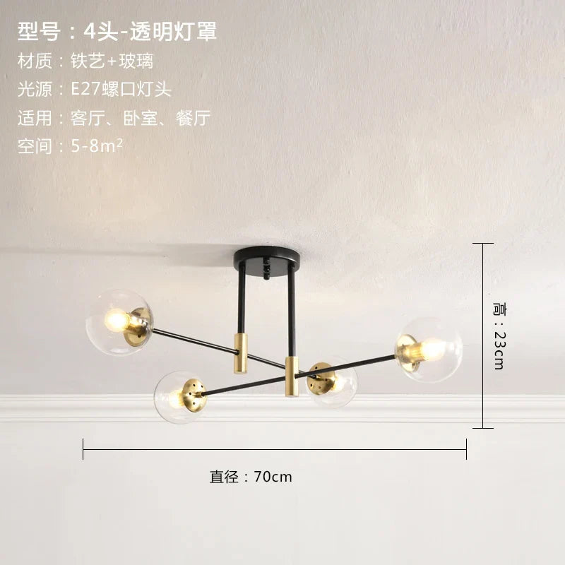 Glass Ball LED Chandelier Ceiling Light for Living Room and Kitchen