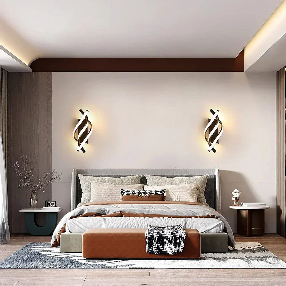 LED Wall Lamps Black White Light for Indoor Living Bedroom, Modern Design