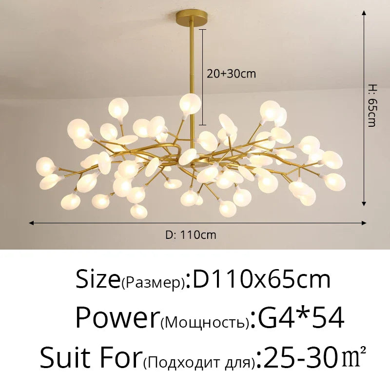 Branch Shape Firefly Ceiling Chandelier G4 Led Lighting Indoor Hanging Lamp