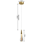 Crystal Tear Drop Chandelier for Staircase, LED Pendant Light in Gold - Indoor Decor