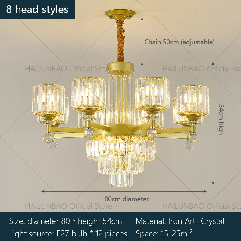 Crystal Chandelier: Elegant Light Luxury Villa Bedroom Living Room Lamp