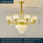 Crystal Chandelier: Elegant Light Luxury Villa Bedroom Living Room Lamp