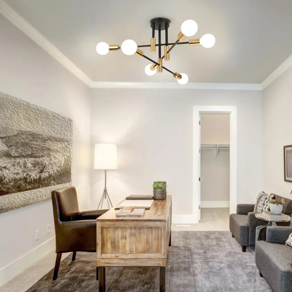 Nordic Minimalist LED Ceiling Chandelier Black Gold for Living Rooms Bedrooms