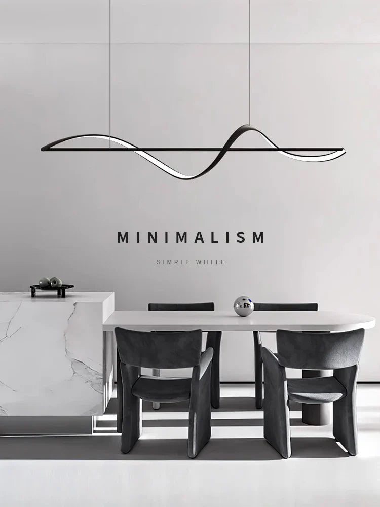 Minimalist Curve LED Pendant Light for Dining Room, Bar, Kitchen - Home Decor Fixtures