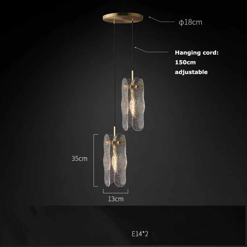 Water Ripple Glass Chandelier: Modern Luxury Living Room Ceiling Lamp for Home Decor