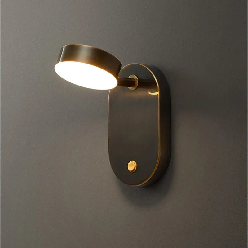 Nordic Brass Wall Lamp with Switch, Modern Minimalist Indoor LED Wall Light