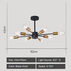 Vintage Industrial Rod Iron Ceiling Chandelier for Living Room Lighting