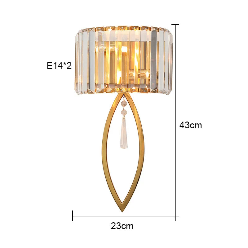 Crystal Gold Wall Lamp for Luxurious Living Room and Bedroom Lighting