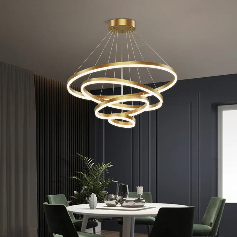 Nordic Circular Chandelier Hanging Pendant Light for Living Room and Dining Room