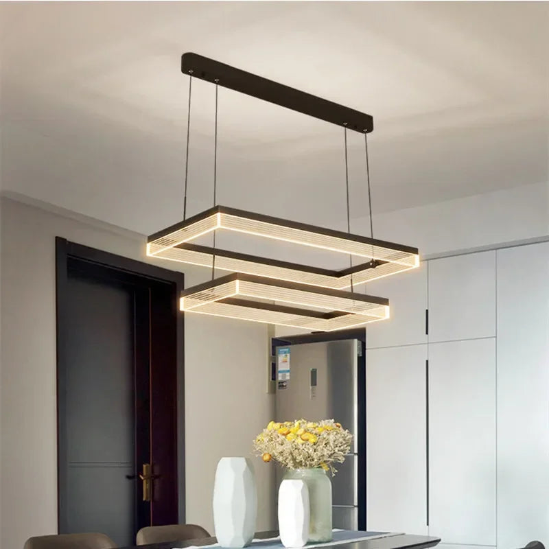 Minimalist Rectangle Acrylic LED Pendant Light - Nordic Design, Dimmable, Modern Hanging Lamp