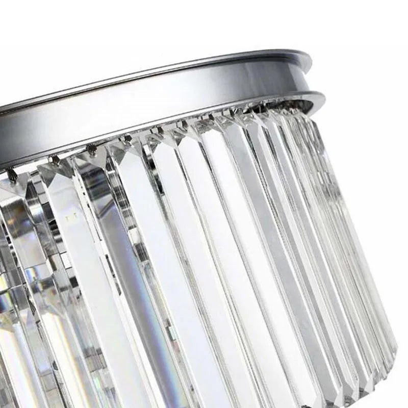 Crystal Prism Chrome Ceiling Light - Modern Vintage Recessed Mount Lamp