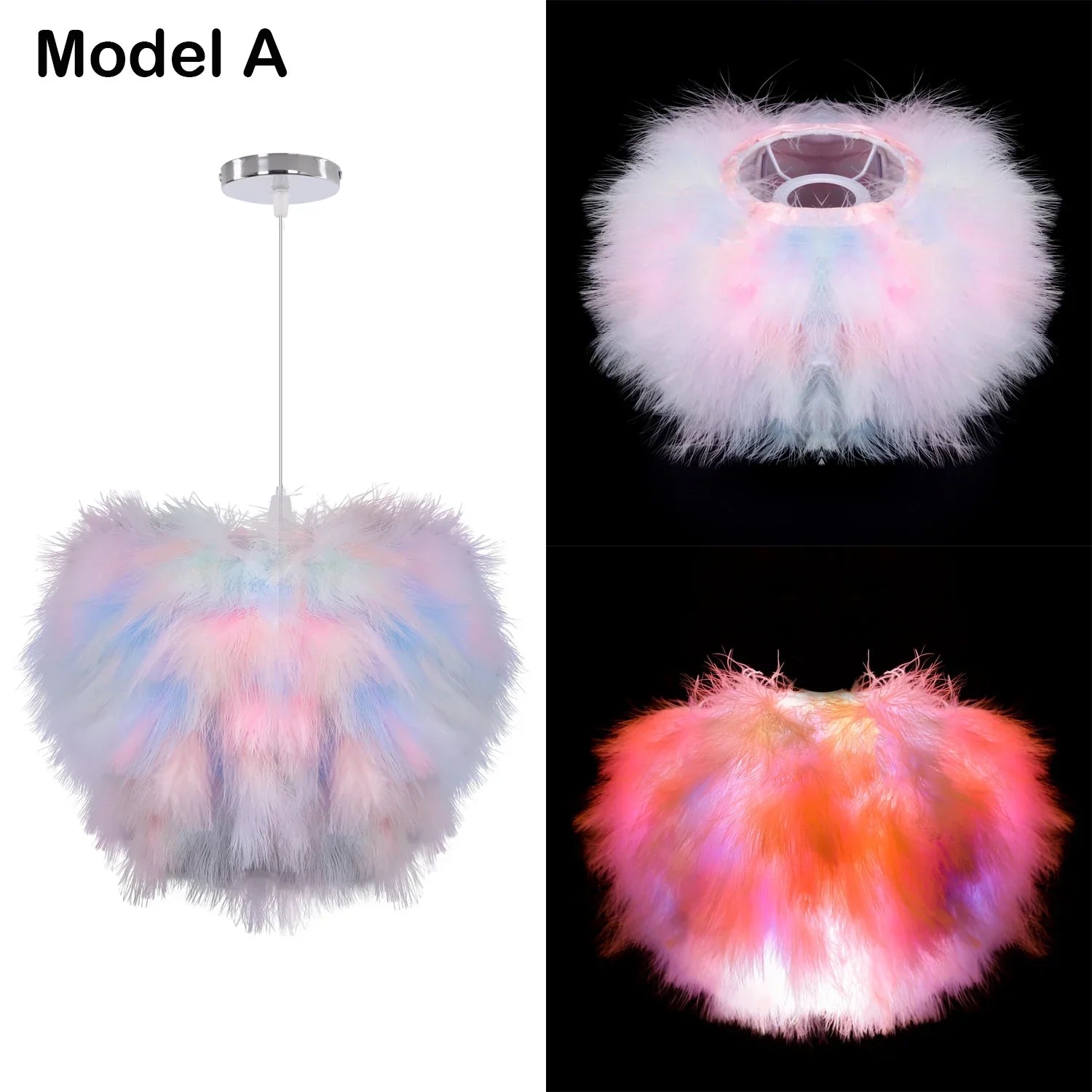 Fluffy Feather Pendant Light by - Nordic Chandelier for Living Room & Bedroom