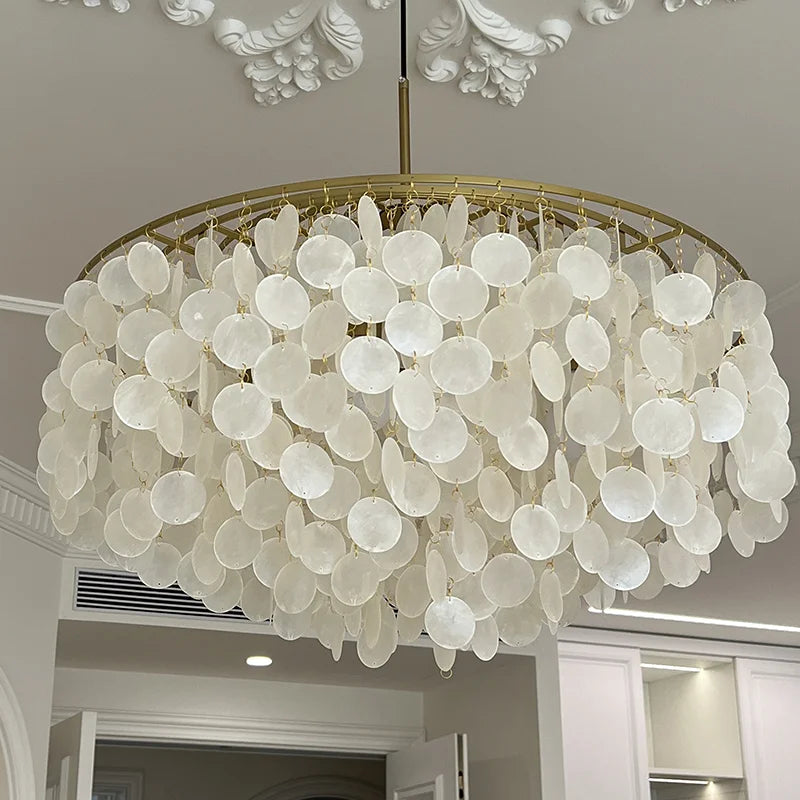 Aeolian Bells Shell Chandelier for Mediterranean Living Room, Shop, Bar, and Restaurant
