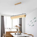 Nordic Wood LED Pendant Light with Metal Rod for Dining Room & Cafe