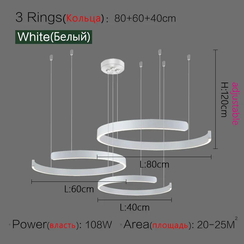 Modern Nordic Ring Chandelier LED Round Ceiling Light Pendant Lamps