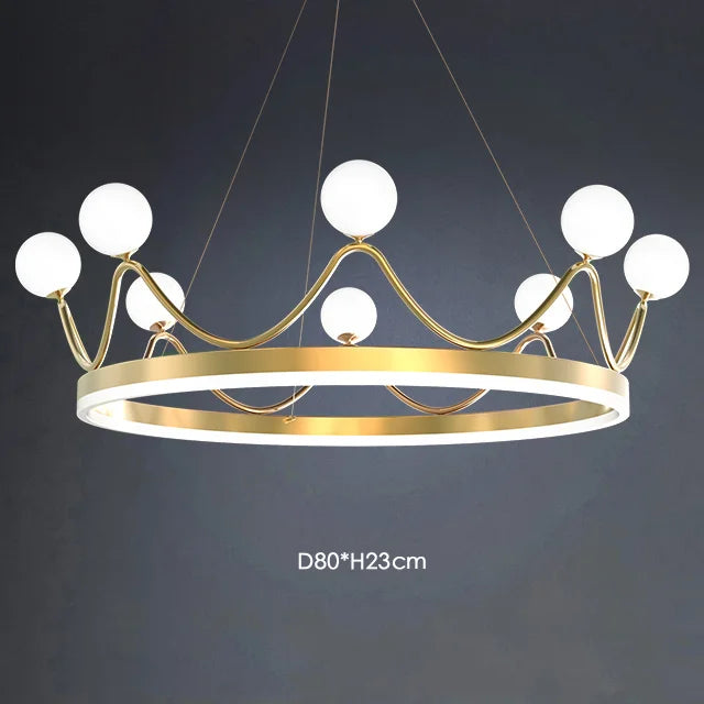 Crown Design Gold Chandelier for Living Room Kids Bedroom