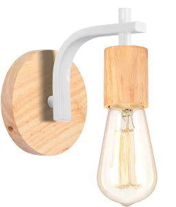 Industrial LED Wood Wall Sconce E27 Retro Bedside Lamp Vintage Indoor Lighting
