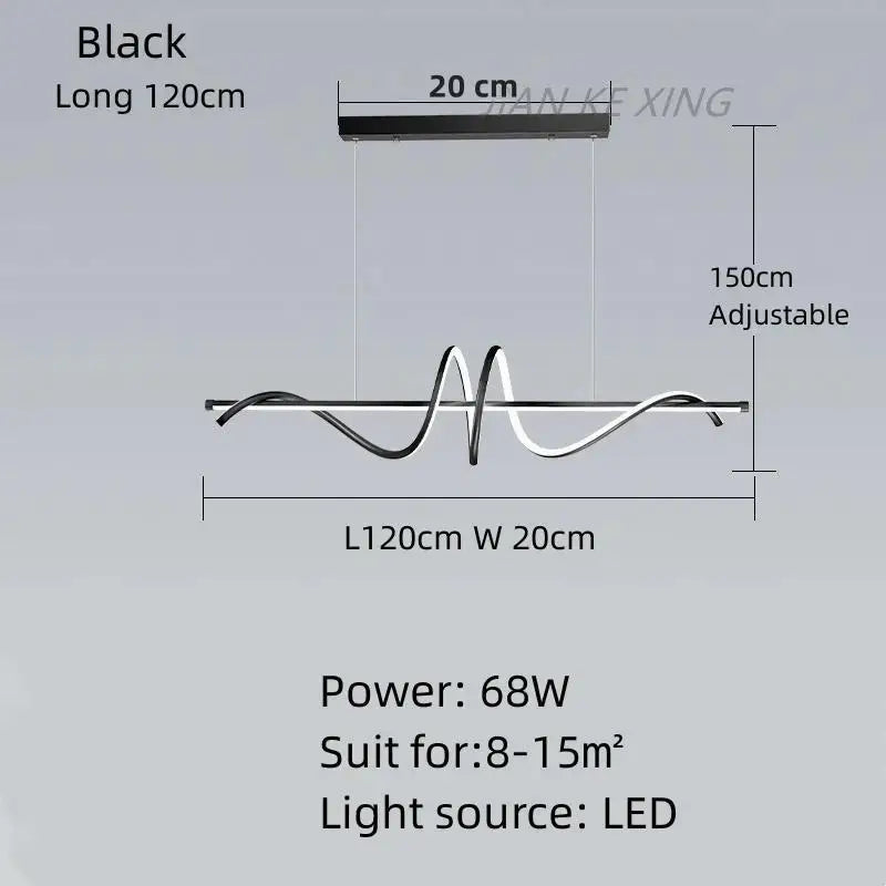 Modern Curved Dining Table Pendant Lamp LED Suspension Lighting