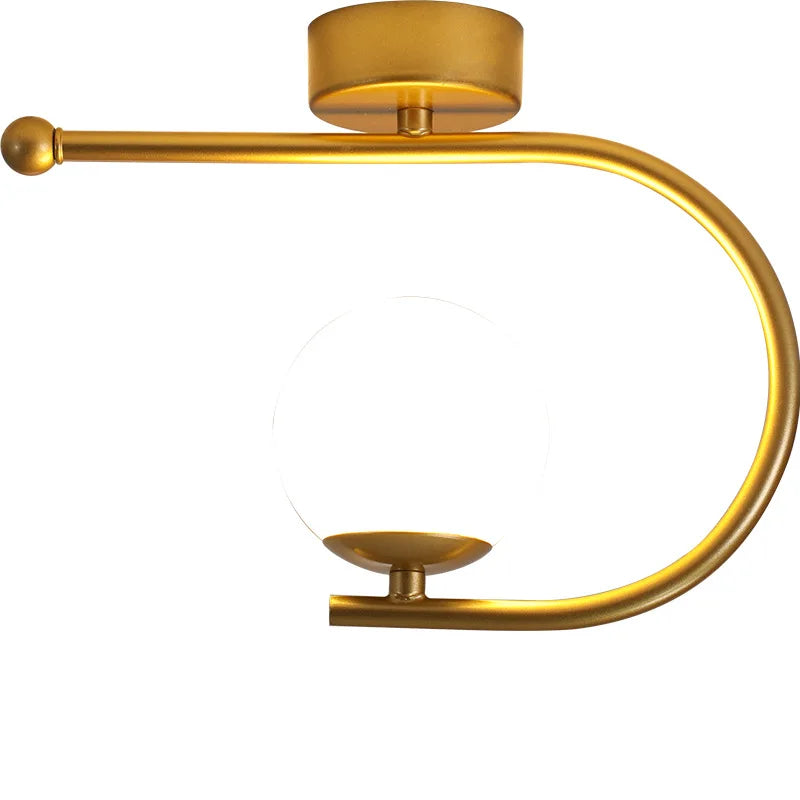 Gold Glass LED Ceiling Light Simple Home Decor Living Room Bedroom Fixture