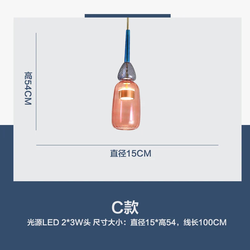 Nordic Glass Candy Pendant Lights for Living Room Bedroom Children Decor