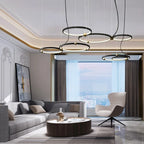 Black Gold Chandelier Creative Italian Design Light Metal LED Rings Circle