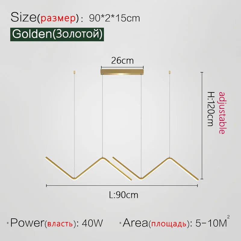 Modern Nordic Line Chandelier for Dining Table and Bar Settings