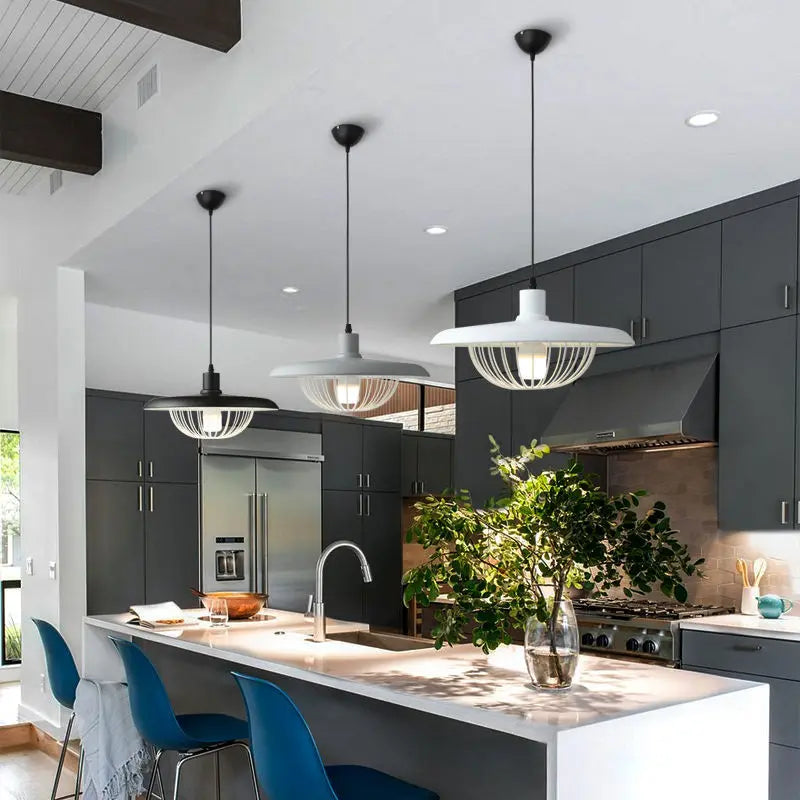 Walnut Metal Saucer Pendant Light - LED Hanging Lamp for Modern Home Decor