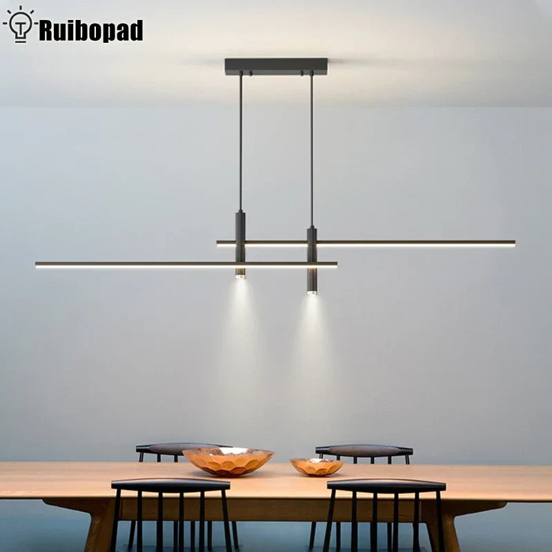 Black Gold Nordic LED Pendant Chandelier for Dining Table - Modern Minimalist Design