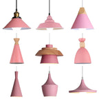 Nordic Aluminum Pendant Lights Modern Wood Hanging Lighting E27 LED Loft Suspension Luminaire