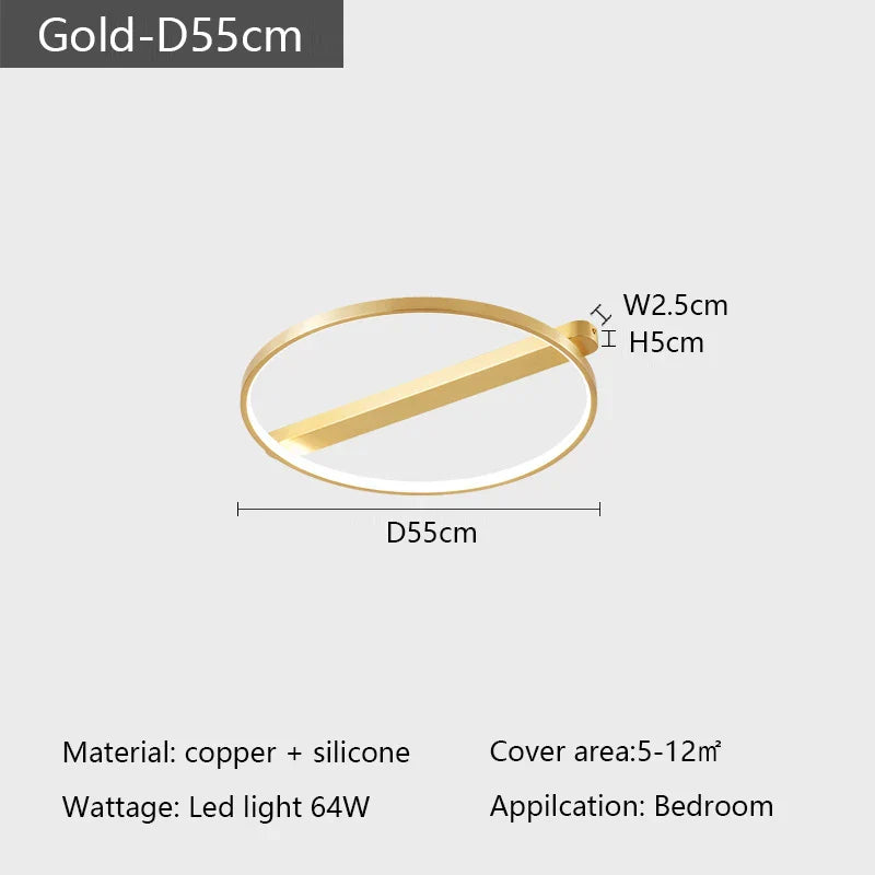 Modern Circle LED Ceiling Lamp for Bedroom Study Living Room Decor