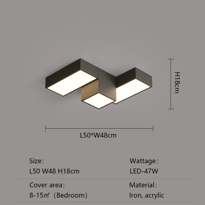 Modern Minimalist Square LED Ceiling Lamp Creative Geometry Light Home Decor Lighting