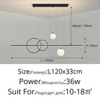 Minimalist LED Pendant Lights for Dining Living Room Restaurant Home - Black White 120cm