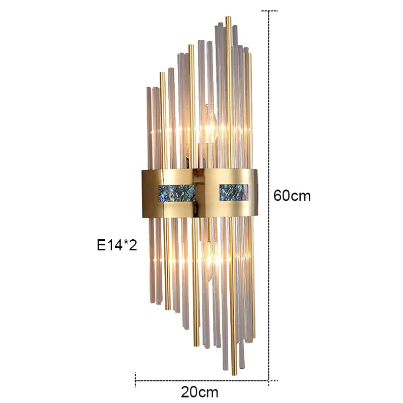 Shell Glass Rod Wall Lamp Modern Light Living Room Bedroom Study LED Lighting