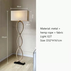 Hemp Rope Fabric Shade LED Floor Lamp for Home Decor