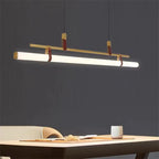 Lucien Tube Chandelier Black Gold Leather Pendant Light Fixture