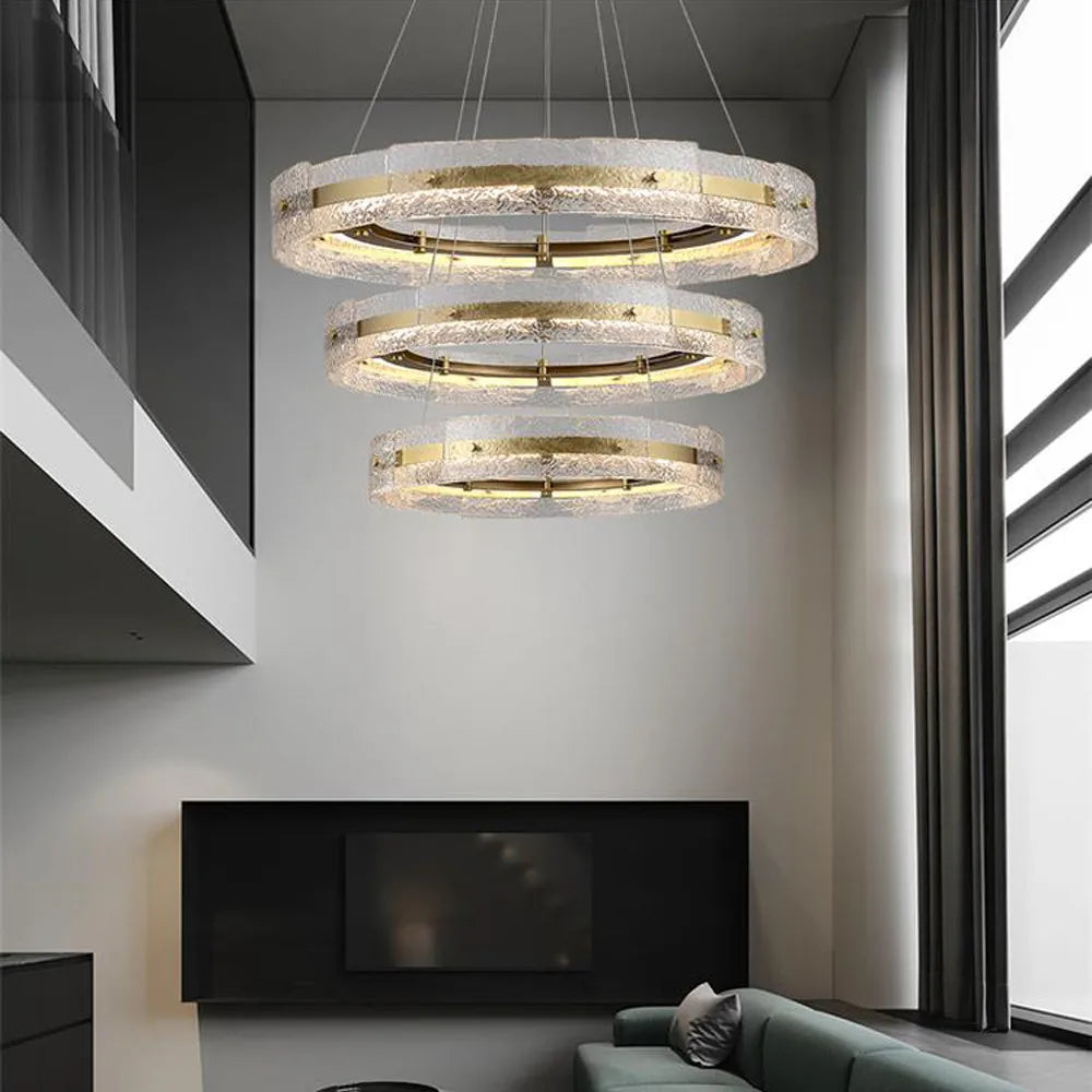 Water Ripple Glass Chandelier: Modern Luxury Living Room Ceiling Lamp for Home Decor