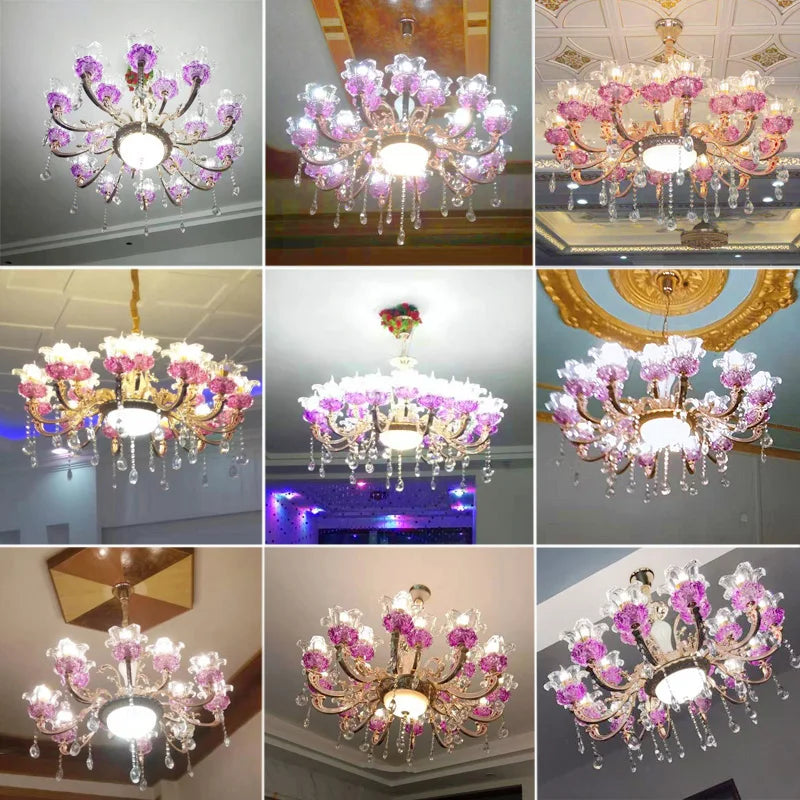 Flower Candle Villa Chandelier for Luxury Living and Dining Rooms