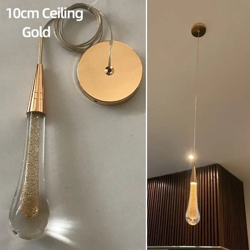 Tear Drop Crystal Glass LED Pendant Light Chandelier for Restaurant, Bar, and Staircase