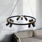 Black Metal Circle LED Pendant Light for Living room, Dining, Kitchen, Bar Decor