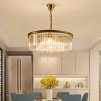 Gold Black Metal LED Pendant Lights with Crystal Suspension and Chain Hangings