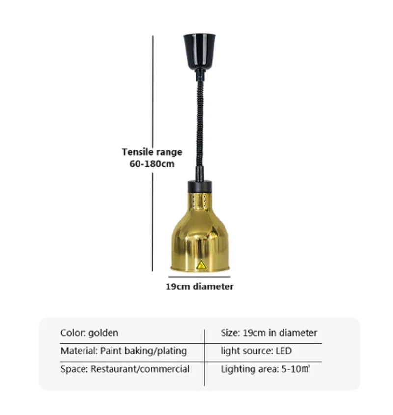 Electric Food Heat Lamp: Telescopic Pendant Light for Restaurant's Kitchen Fixtures
