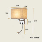 Fabric Shade Wall Light with LED Reading Lamp and Dual Switches