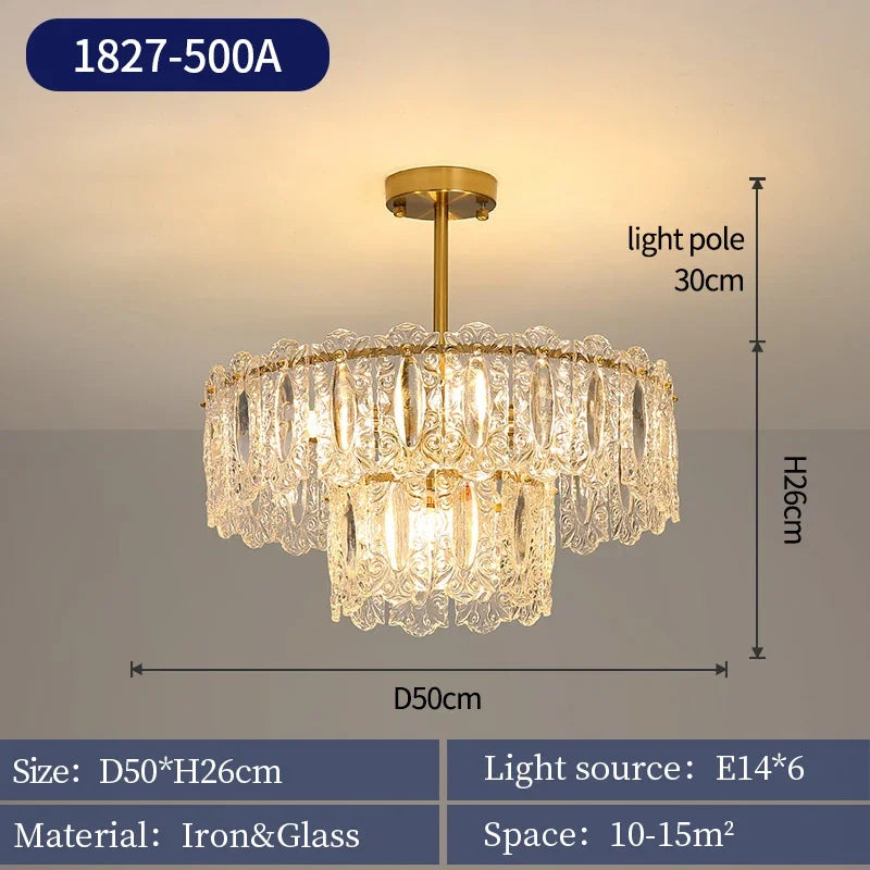 Romantic Glass Chandelier Luxury Ceiling Pendant Light Fixture