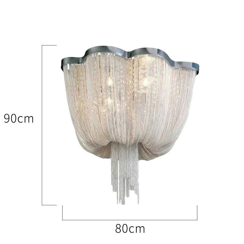 Chrome Art Luxury Ceiling Light with Aluminum Chain Tassel Design