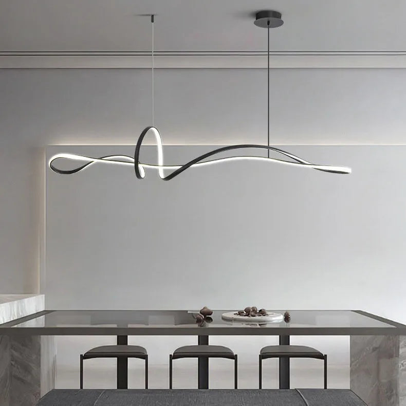 Minimalist LED Chandelier for Dining Room with Long Strip Design