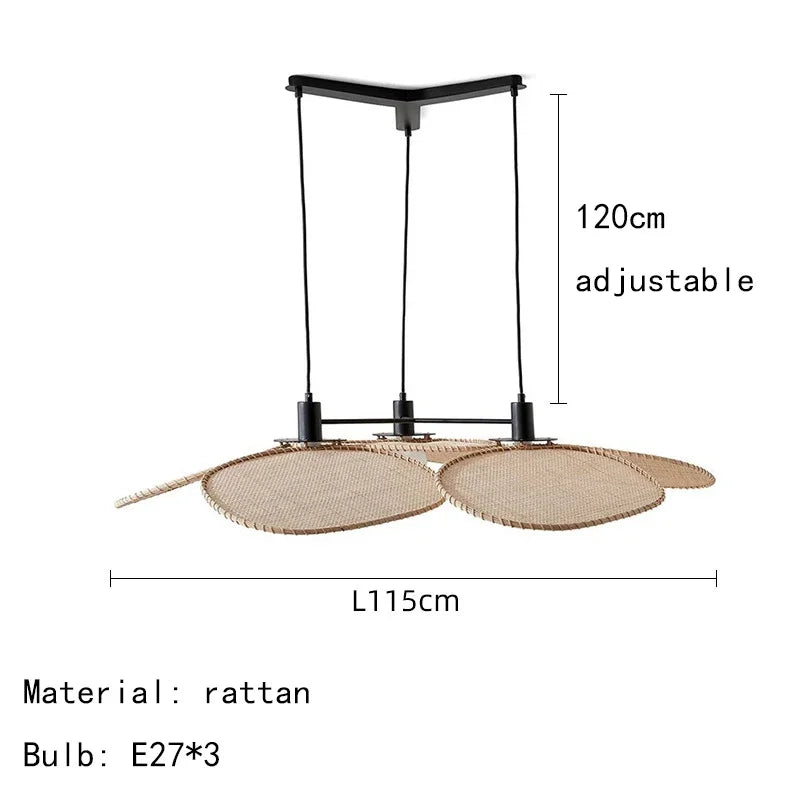 Petal Rattan Wicker Chandelier for Tea House Dining Room