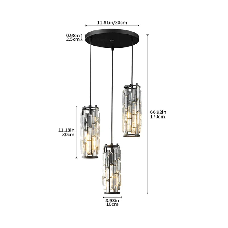 Mini Crystal Chandelier Black Chrome 3-Light for Dining Room Bedroom