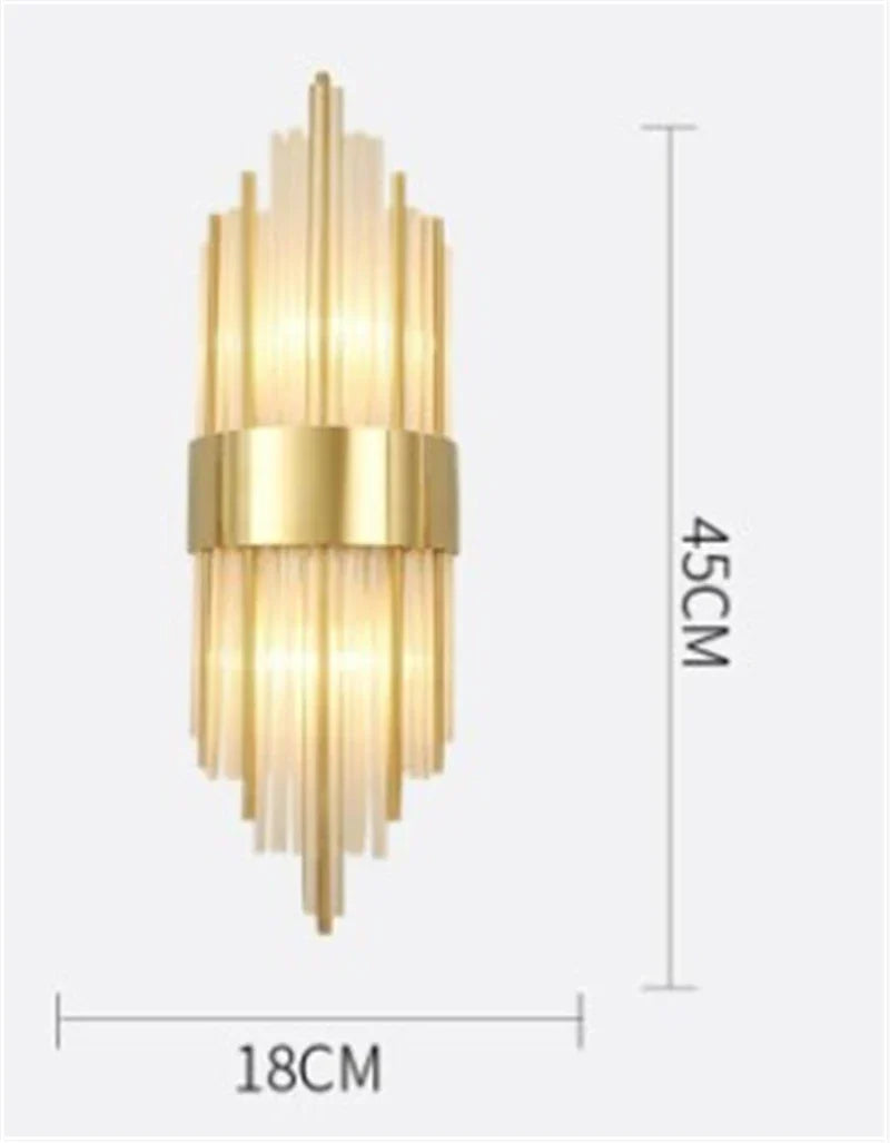Black Gold Crystal Wall Sconce LED Light for Bedroom Living Room Home Décor