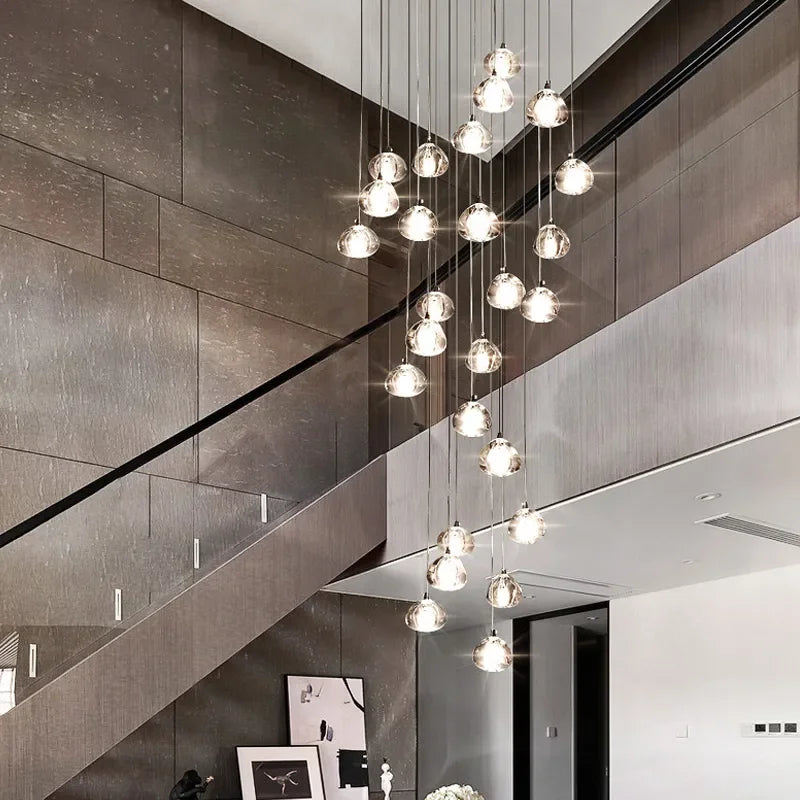 Crystal Ball Chandelier: Modern LED Stair Chandelier for Living Room, Kitchen, and Loft
