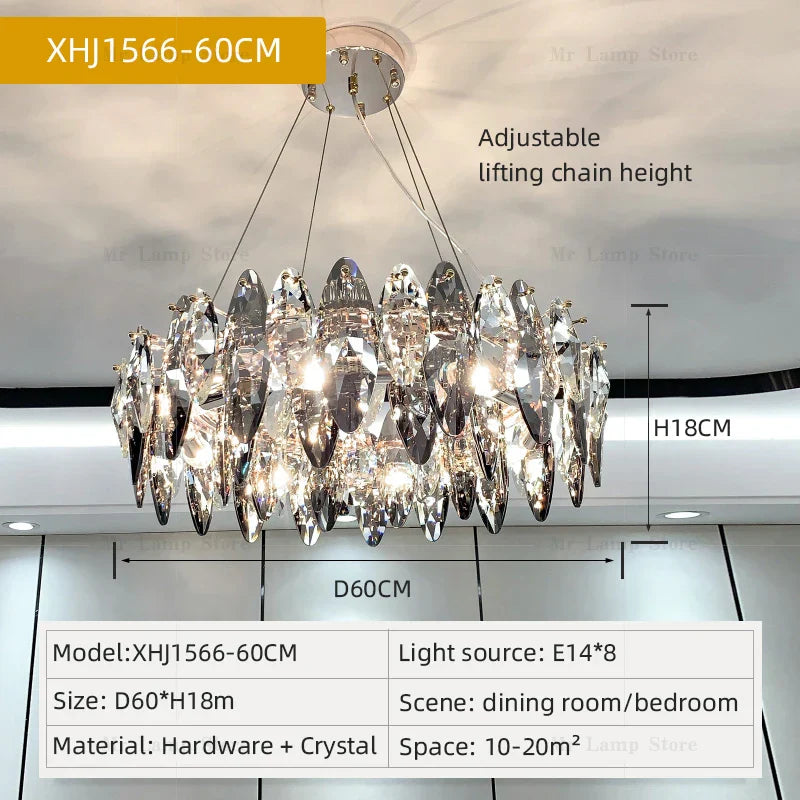Luxury Crystal Light Chandelier: High-End Nordic Kitchen Living Room Home Decor